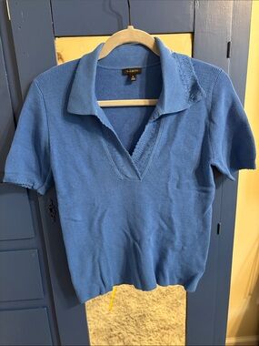 Talbots Cornflower Blue Short-Sleeve Knit Polo Top